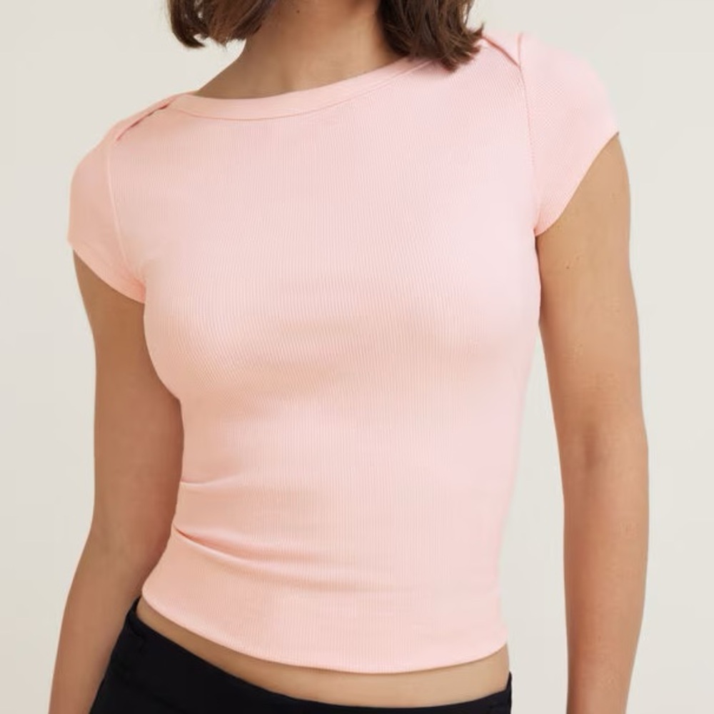 DYNAMITE | Ribbed Boat Neck T-shirt